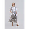 Psophia Retro Bloomleaf Long Dress With Bib Mao Collar - White - Thumbnail 1