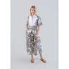 Psophia Retro Bloomleaf Long Dress With Bib Mao Collar - White - Thumbnail 3