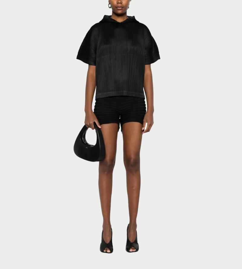 Pleats Please by Issey Miyake MC Hooded Short-Sleeve Top