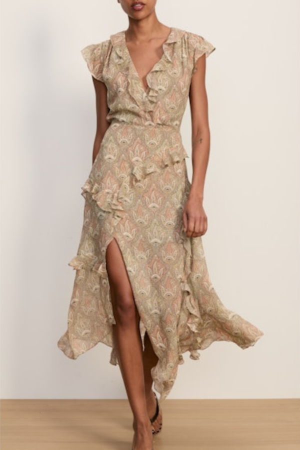 Veronica Beard Cap Sleeve Avenel Dress - Stone Khaki Multi