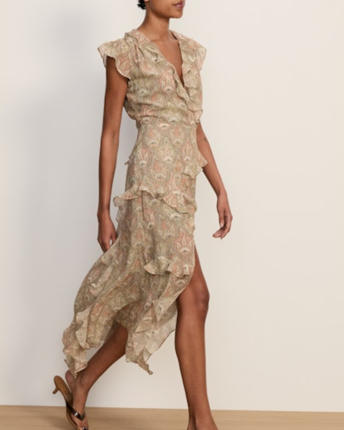 Veronica Beard Cap Sleeve Avenel Dress - Stone Khaki Multi - Image 2 of 3