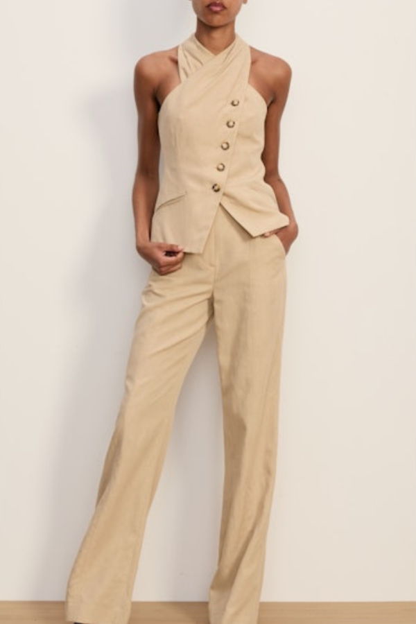 Veronica Beard Cropped Pacey Top - Stone Khaki