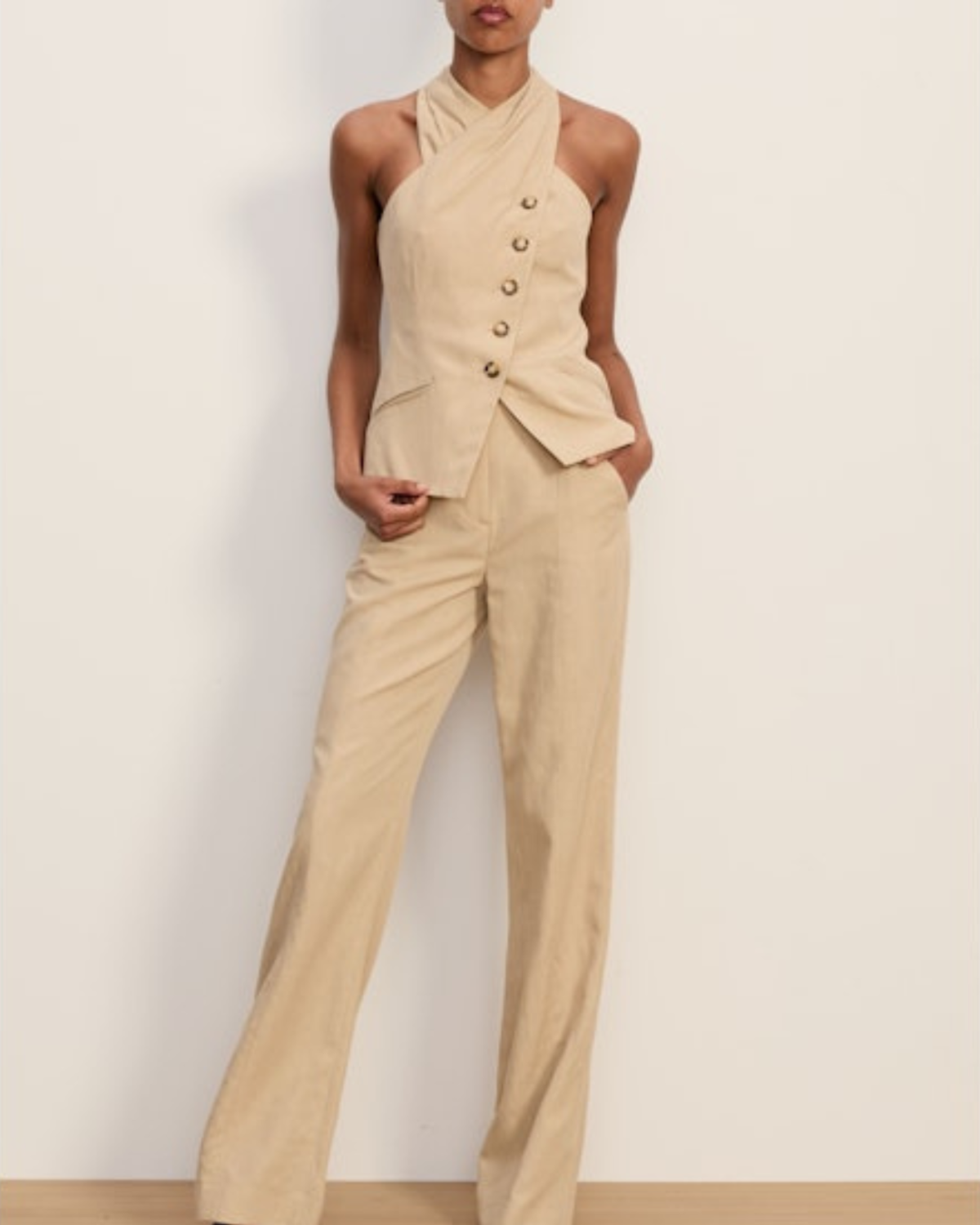 Veronica Beard Cropped Pacey Top - Stone Khaki - Image 1 of 3