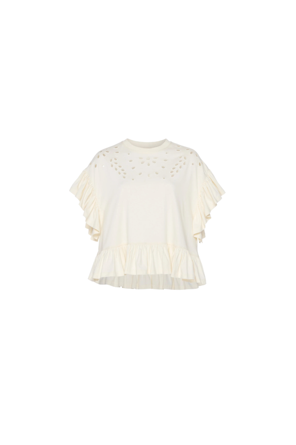 Ulla Johnson Mariana S/S Peplum Top - Cowrie