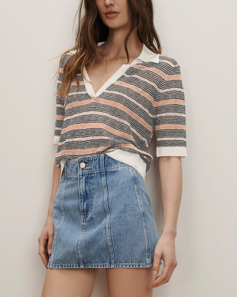 Veronica Beard Marquita Denim Mini Skirt - Silver Dust