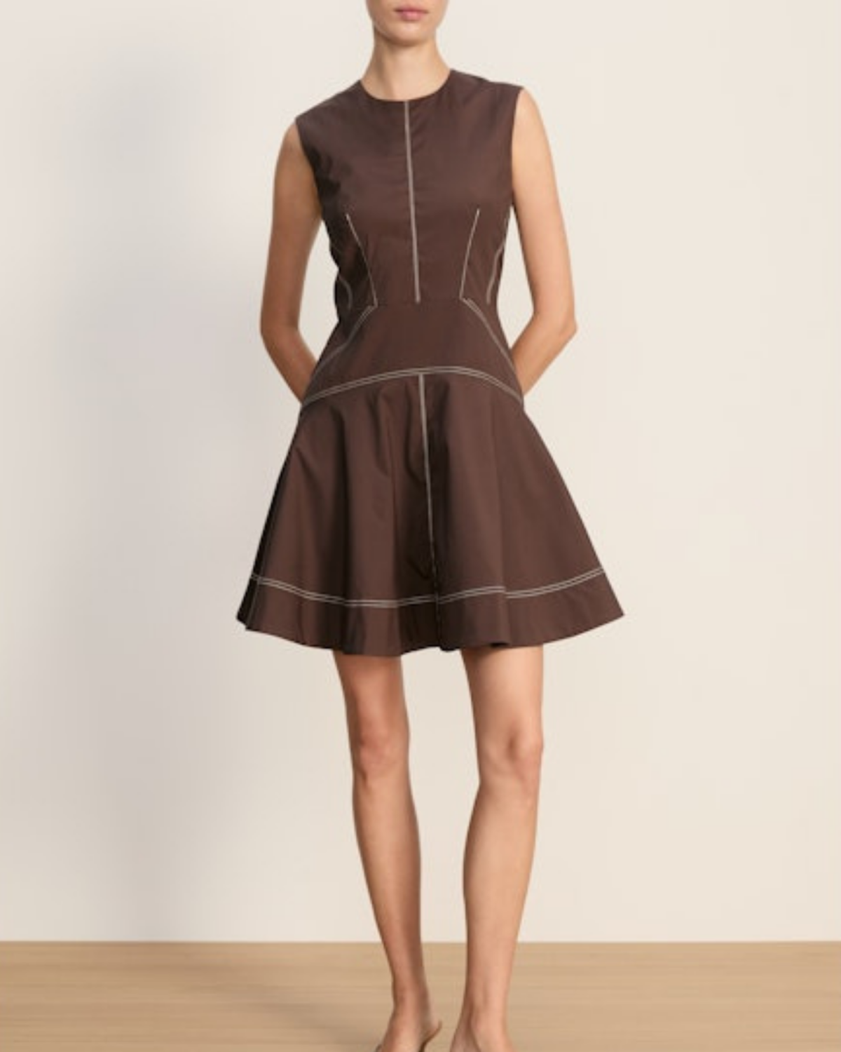 Veronica Beard Mini Karrigan Dress - Mocha - Image 1 of 3