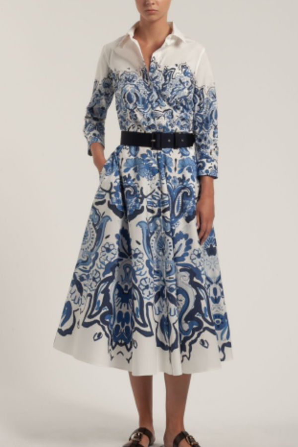 Sara Roka Nydia Dress - Indigo Arabesque