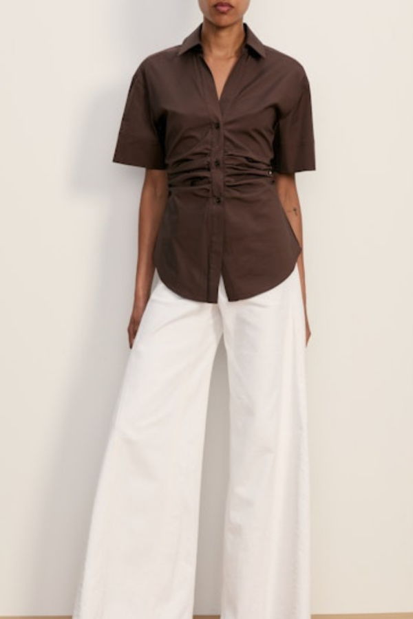 Veronica Beard Short Sleeve Devra Top - Mocha