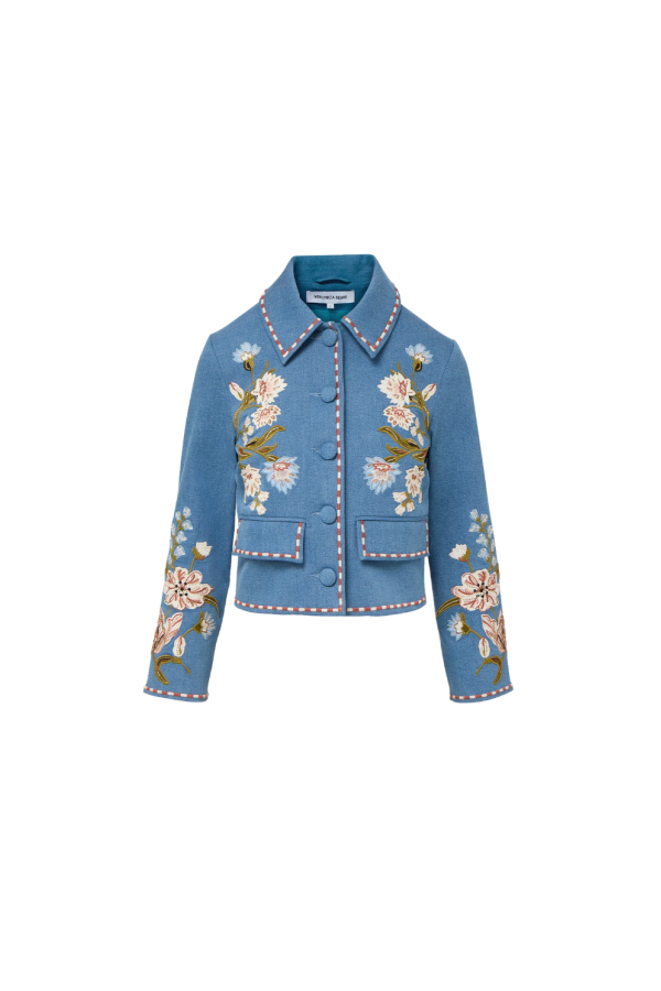 Veronica Beard Vikaria Embroidered Jacket - Sea Glare