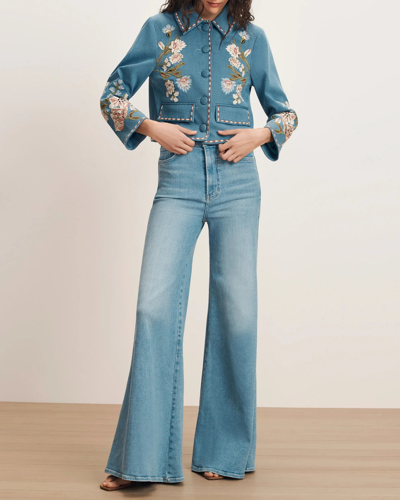 Veronica Beard Vikaria Embroidered Jacket - Sea Glare