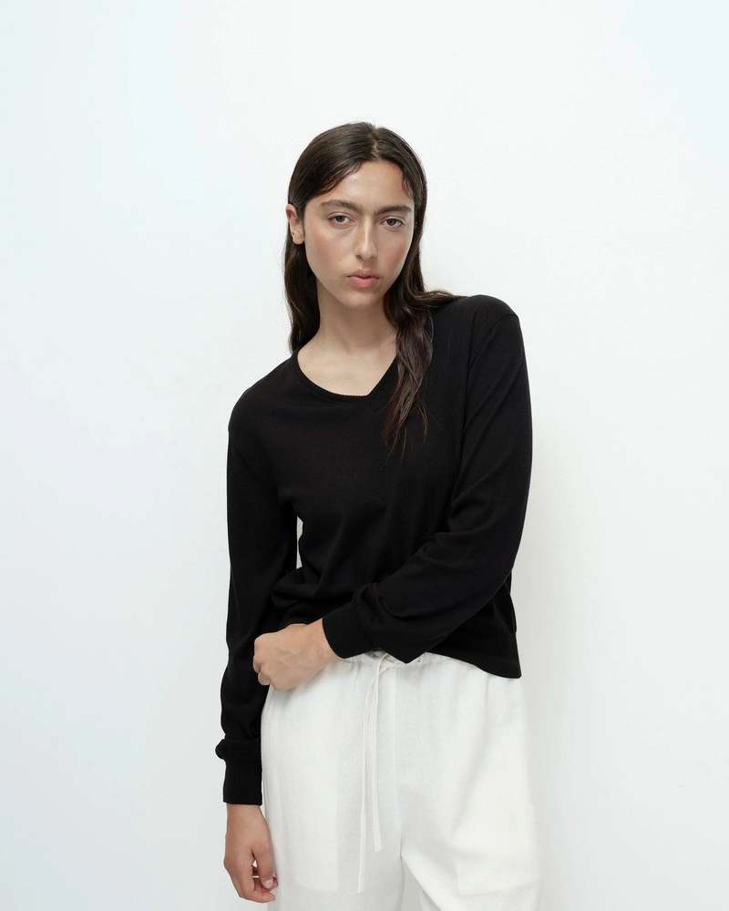 Mijeong Park Cotton Blend V-Neck Knit Top