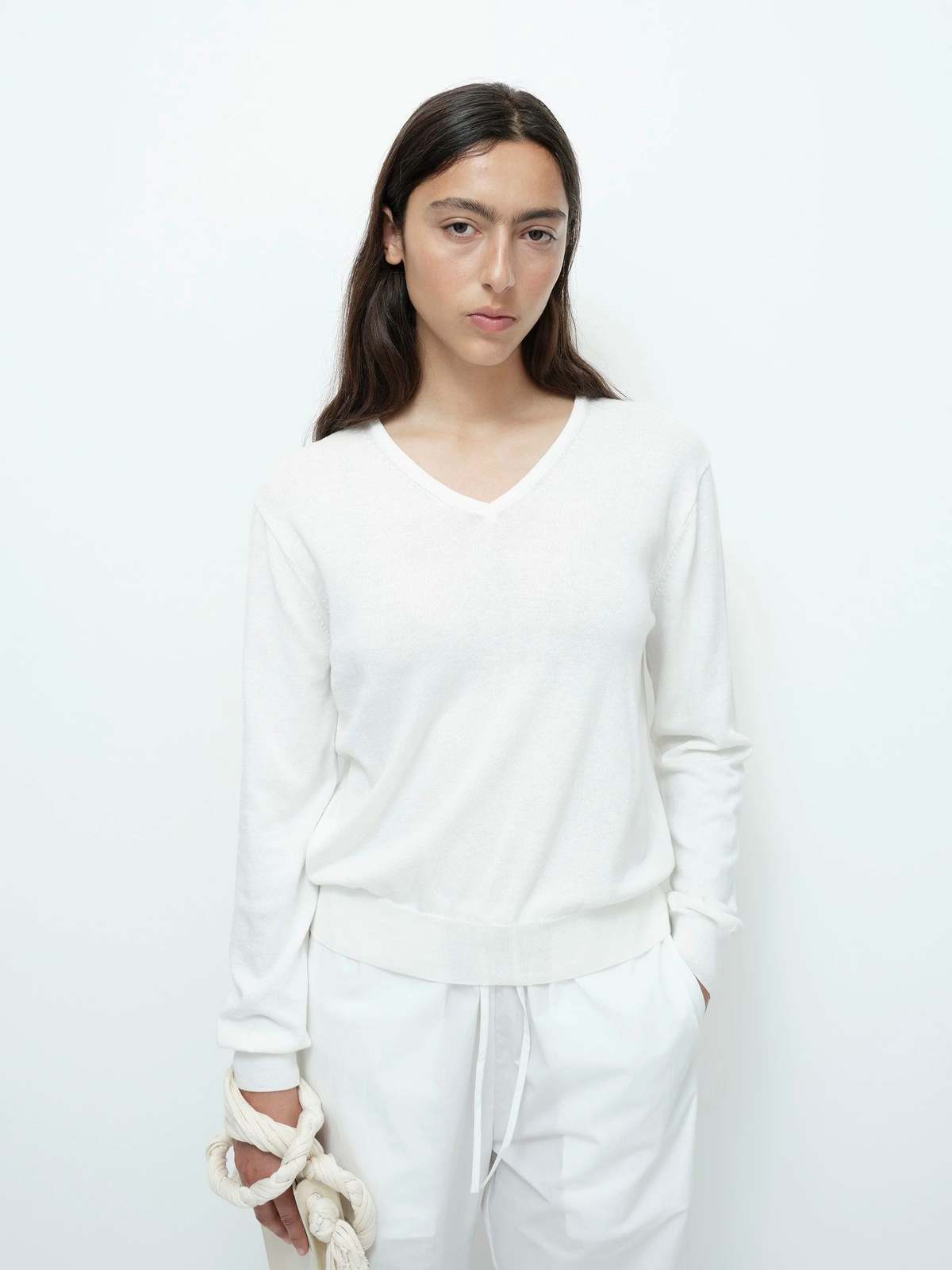 Mijeong Park Cotton Blend V-Neck Knit Top - Image 1 of 8