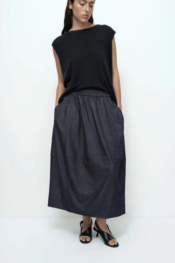 Mijeong Park Denim Balloon Midi Skirt