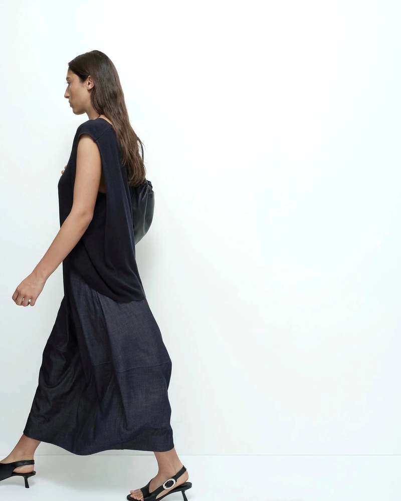 Mijeong Park Denim Balloon Midi Skirt