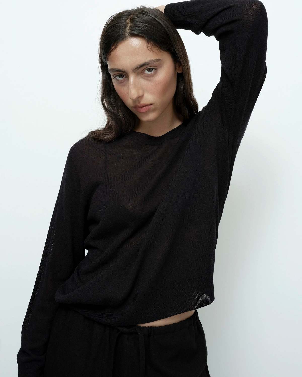 Mijeong Park Semi Sheer Linen Blend Knit Top - Image 1 of 6