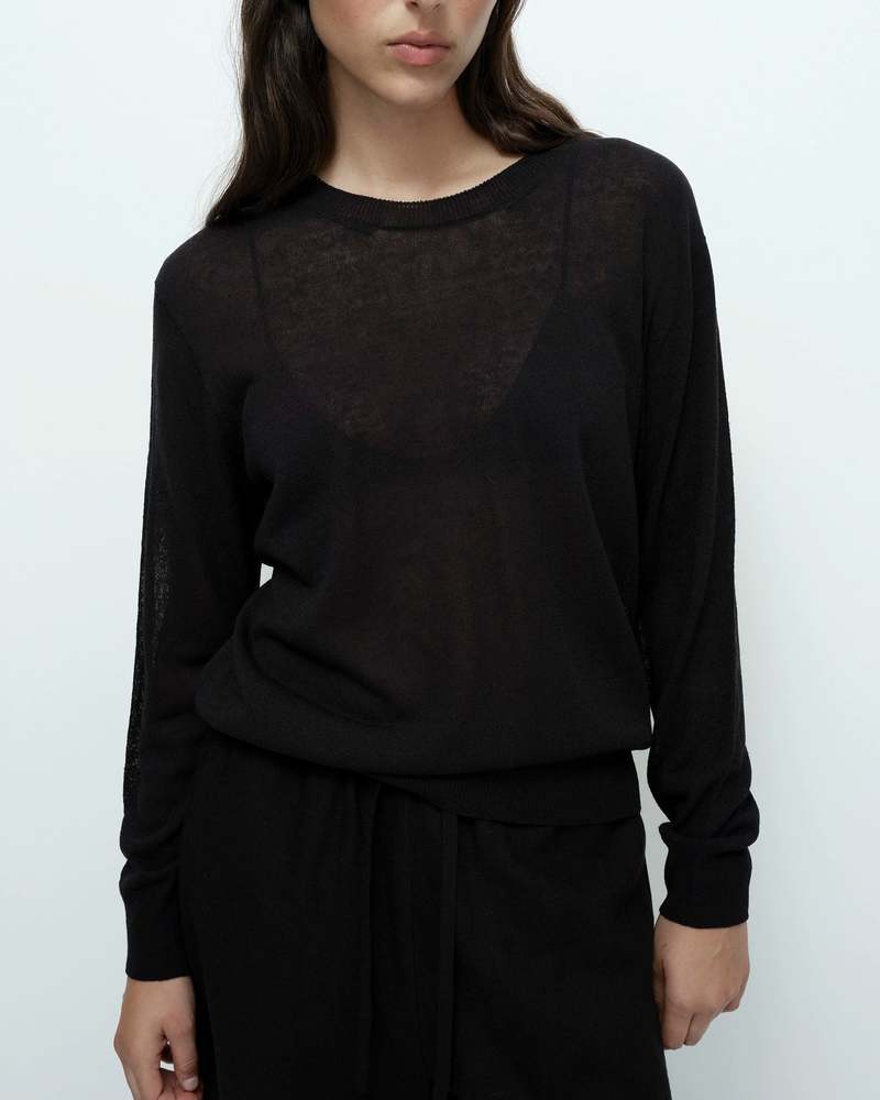 Mijeong Park Semi Sheer Linen Blend Knit Top