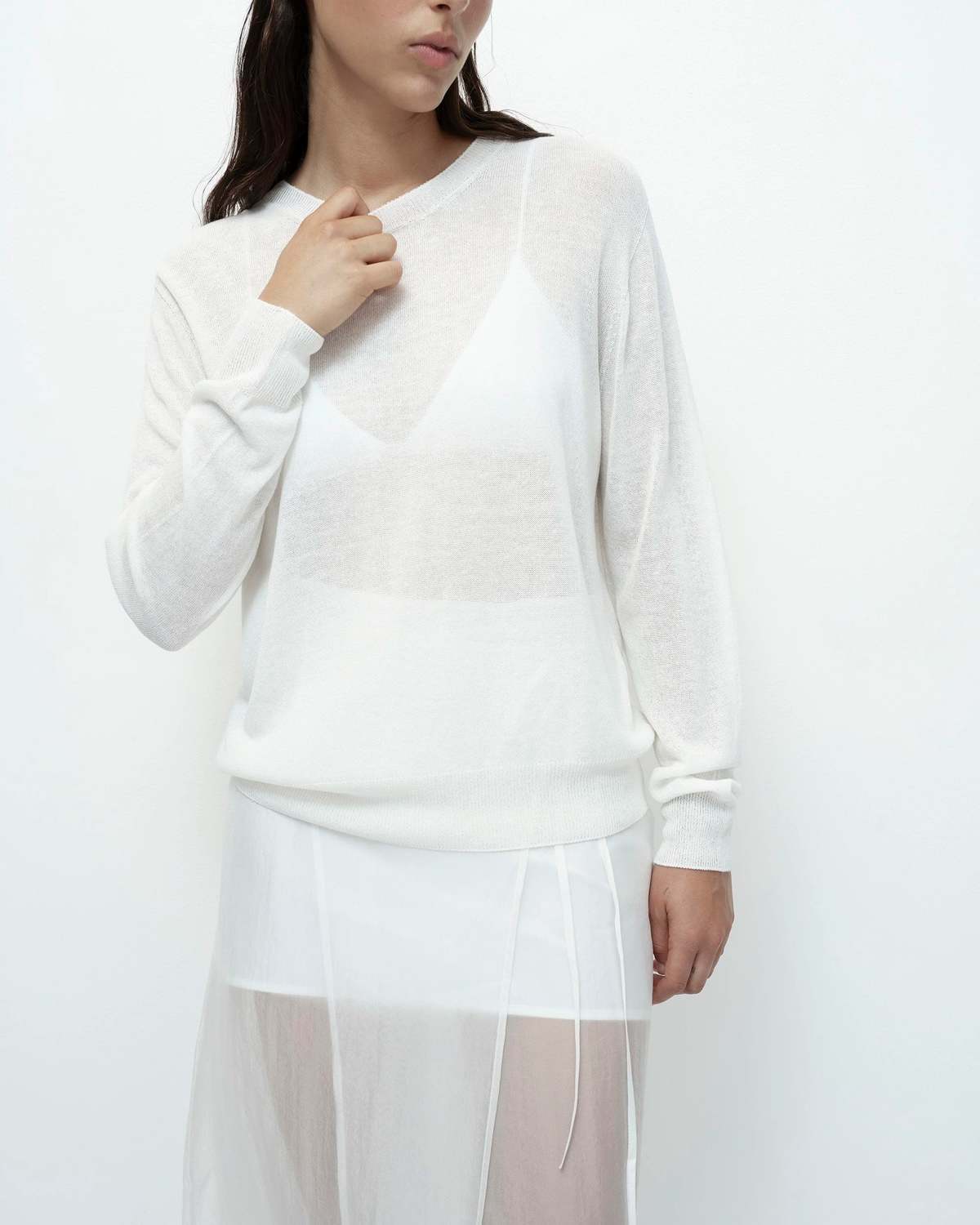 Mijeong Park Semi Sheer Linen Blend Knit Top - Image 1 of 11