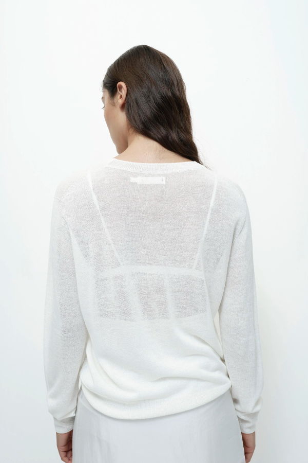 Mijeong Park Semi Sheer Linen Blend Knit Top
