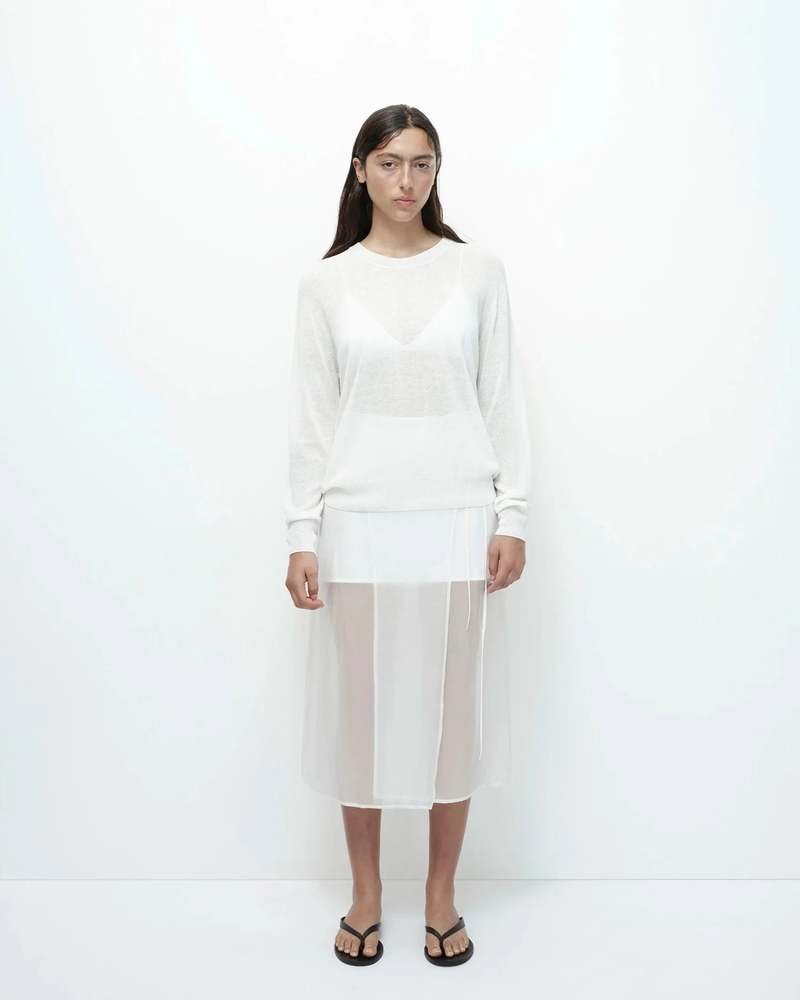 Mijeong Park Semi Sheer Linen Blend Knit Top