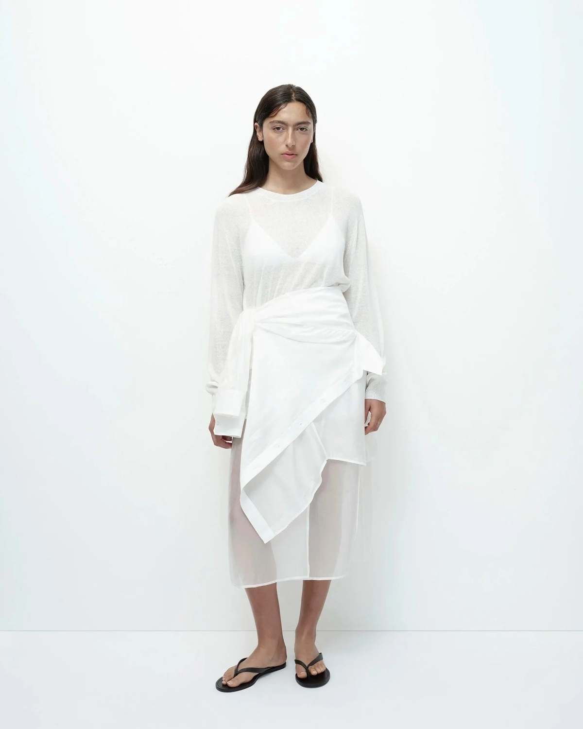 Mijeong Park Semi Sheer Linen Blend Knit Top - Image 8 of 11