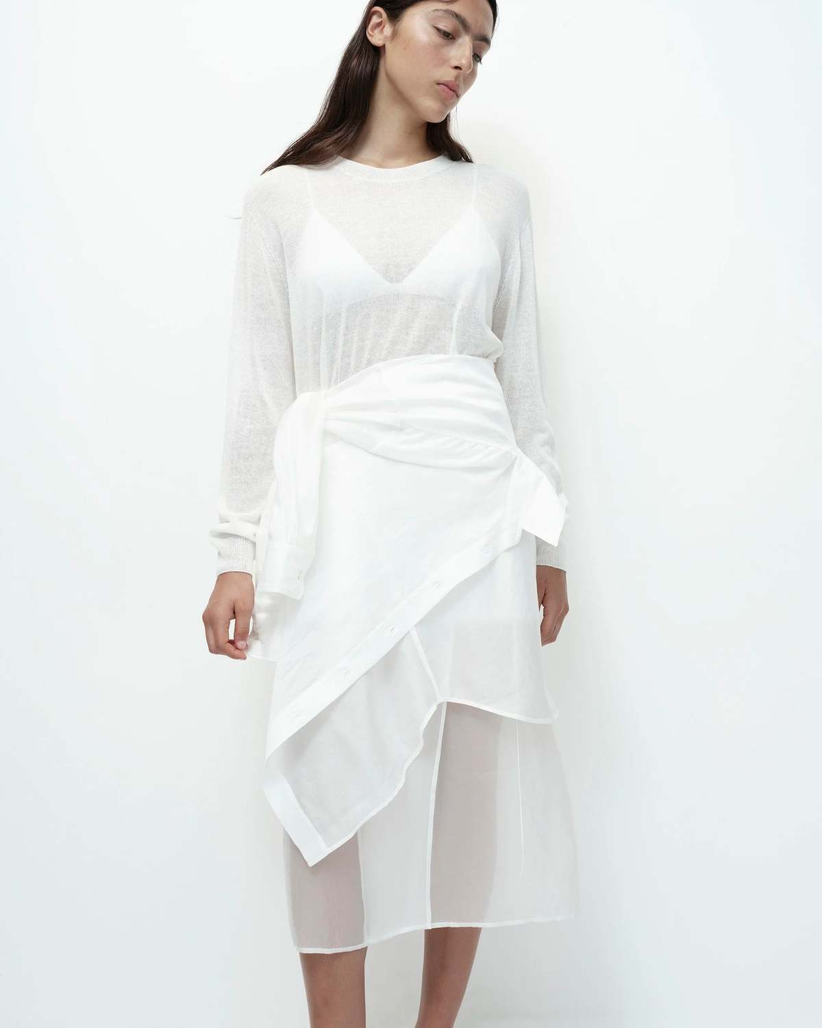 Mijeong Park Semi Sheer Linen Blend Knit Top - Image 9 of 11