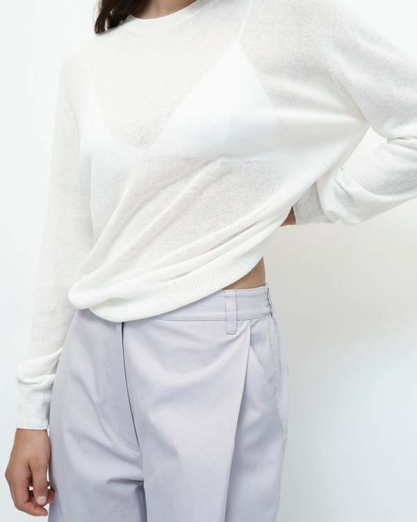 Mijeong Park Semi Sheer Linen Blend Knit Top