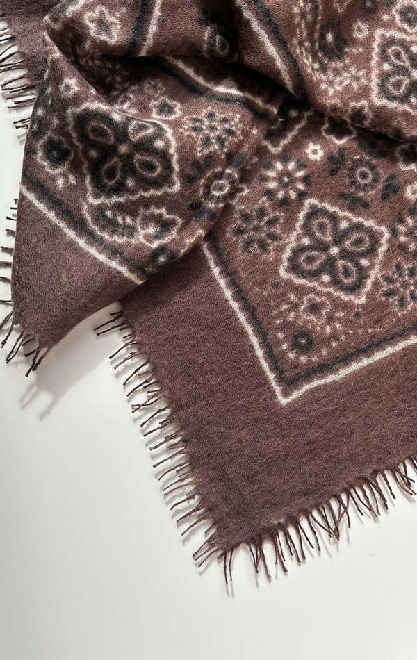 KAS Bandana Cashmere Scarf - Brown/Yellow
