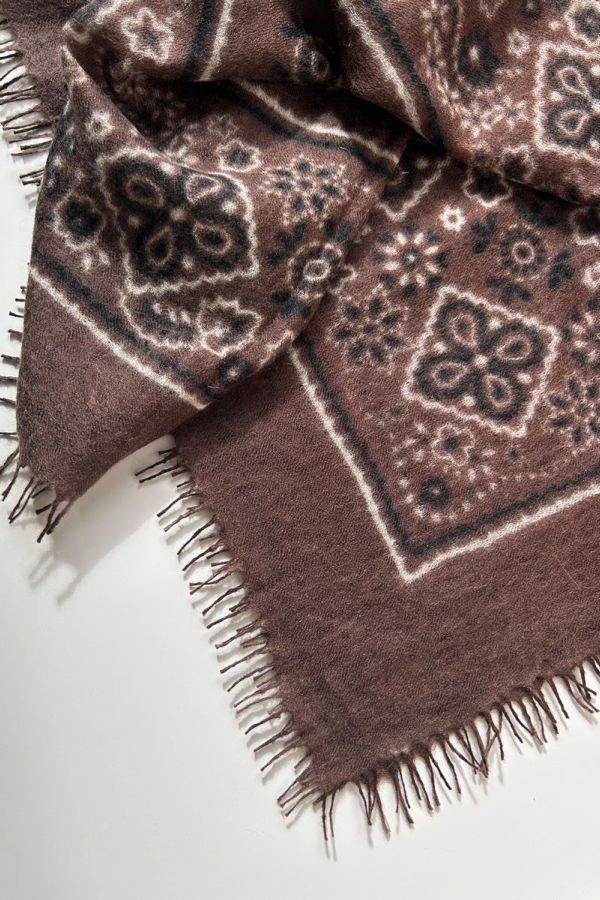 KAS Bandana Cashmere Scarf - Brown/Yellow