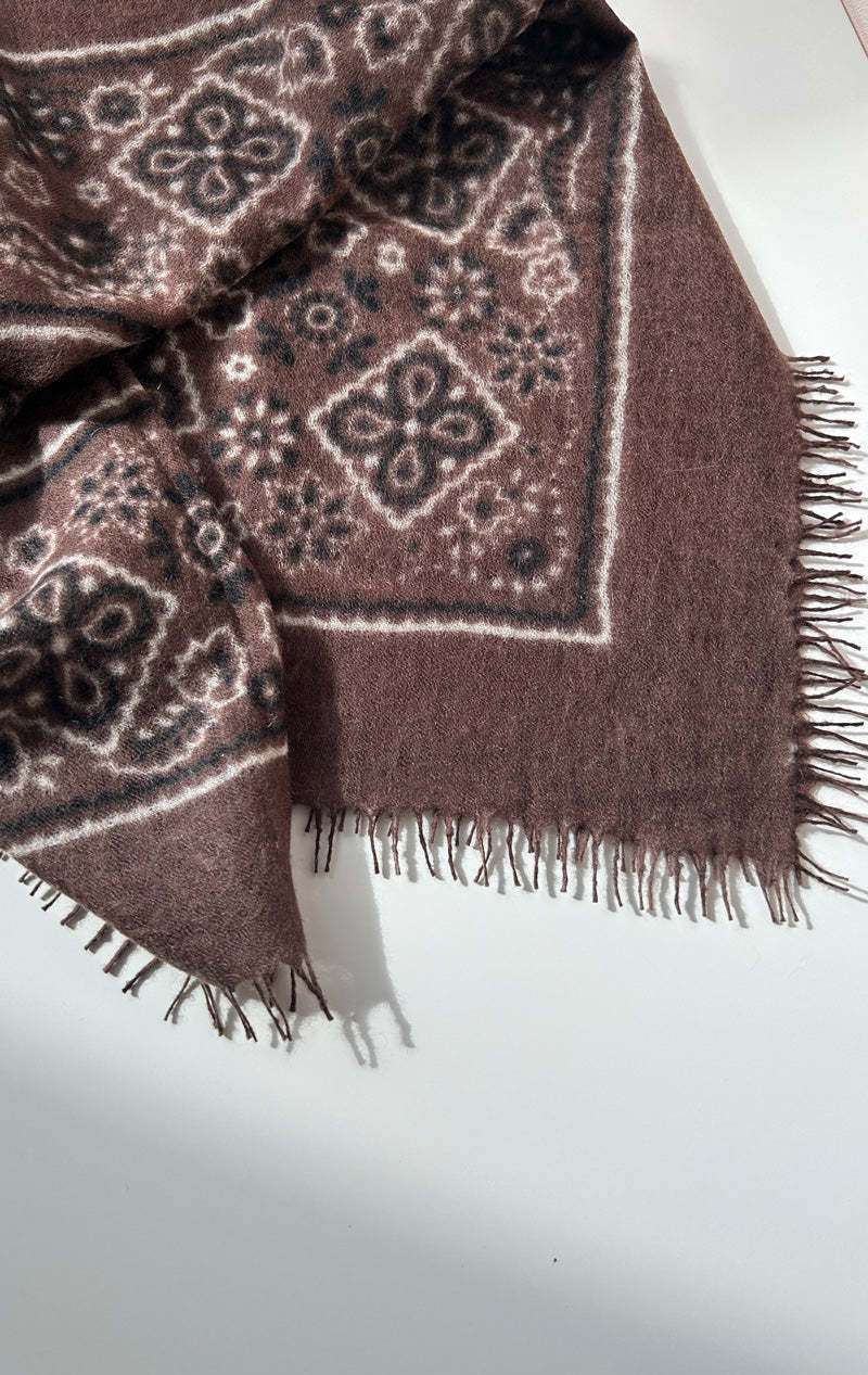 KAS Bandana Cashmere Scarf - Brown/Yellow
