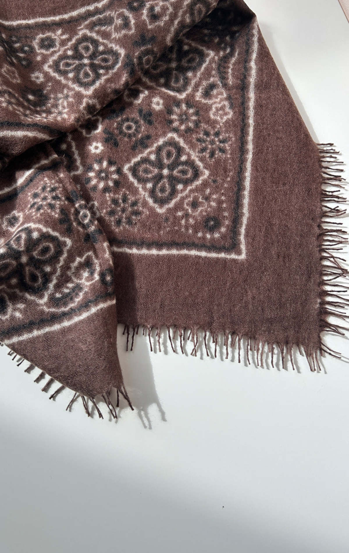 KAS Bandana Cashmere Scarf - Brown/Yellow - Image 3 of 4