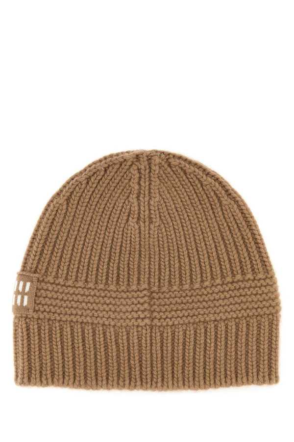 MIU MIU Biscuit Stretch Wool Beanie Hat - Cammello