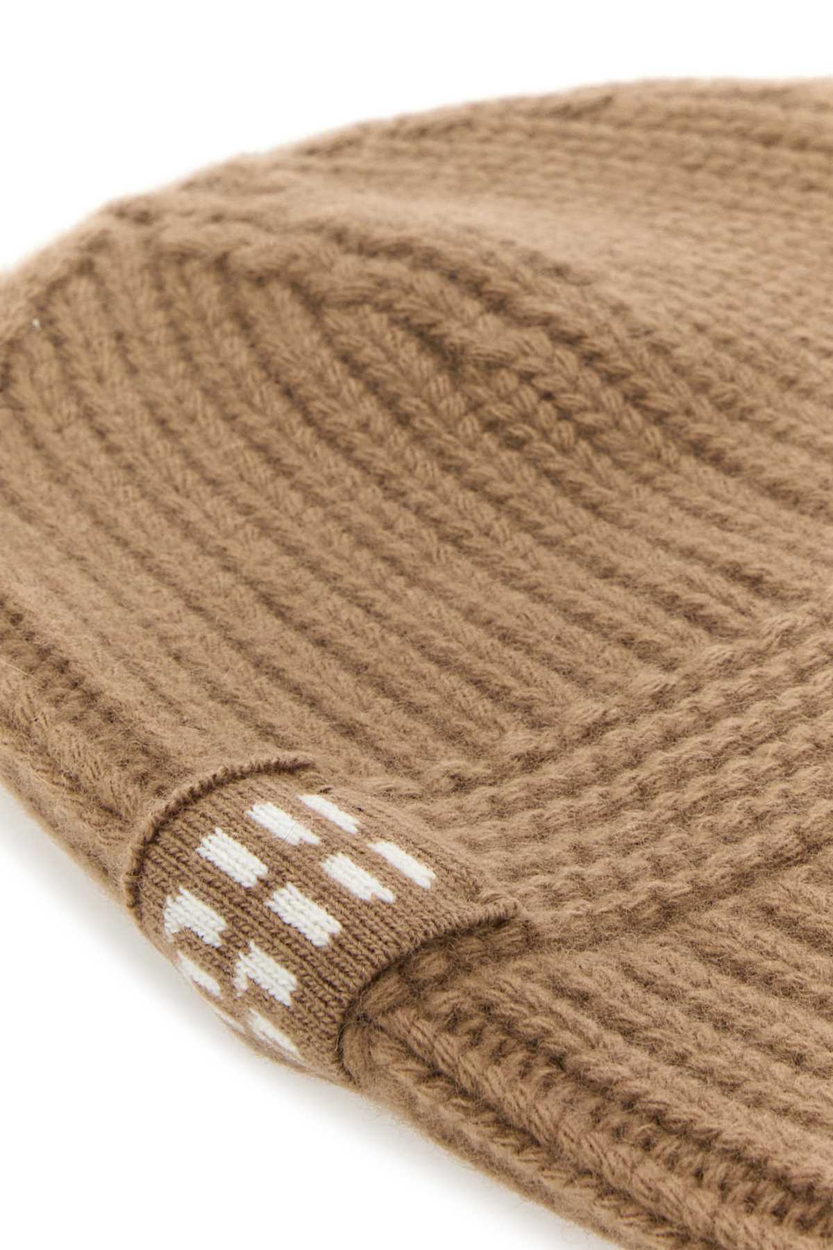 MIU MIU Biscuit Stretch Wool Beanie Hat - Cammello - Image 3 of 3