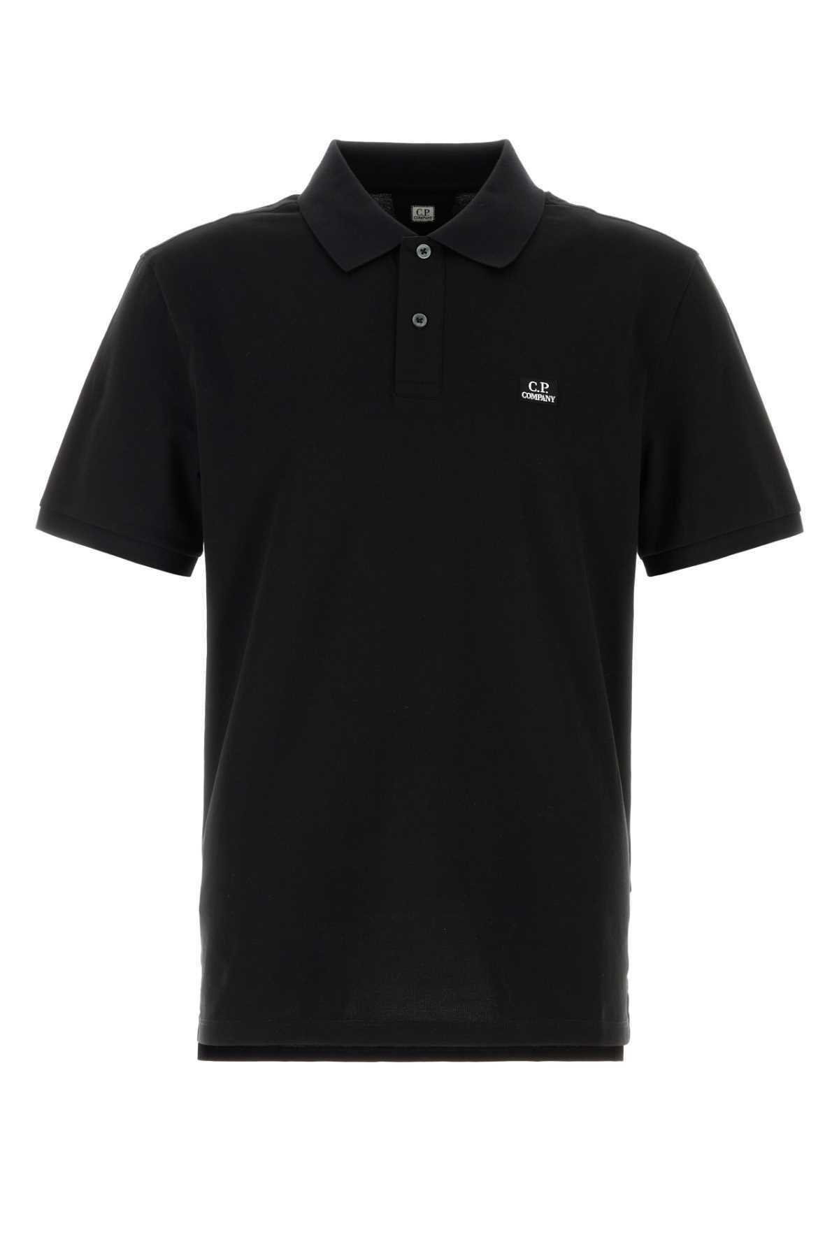 C.P. Company Stretch Piquet Polo Shirt - Black - Image 1 of 2