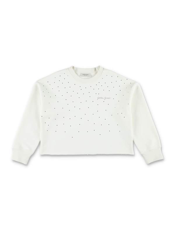 KIDS Golden Goose Crop Sweatshirt With Rhinestone - Heritage White