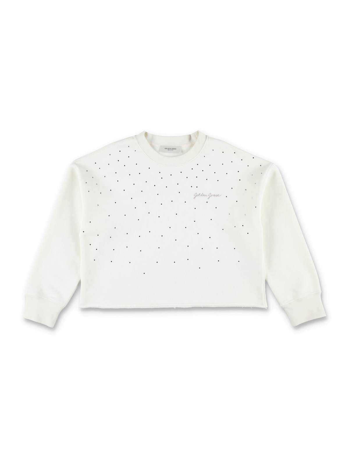 KIDS Golden Goose Crop Sweatshirt With Rhinestone - Heritage White - Image 1 of 3