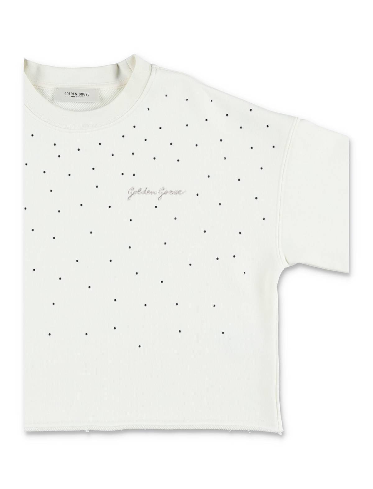 KIDS Golden Goose Crop Sweatshirt With Rhinestone - Heritage White - Image 2 of 3