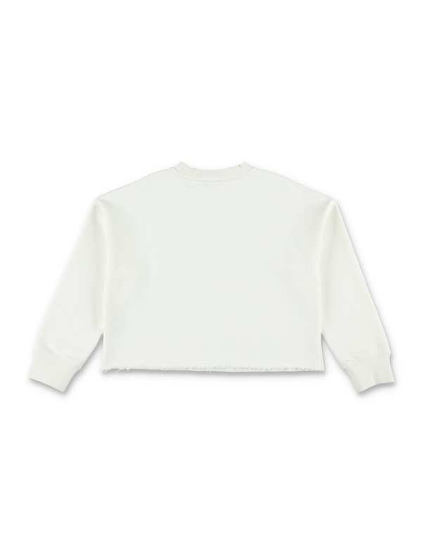 KIDS Golden Goose Crop Sweatshirt With Rhinestone - Heritage White