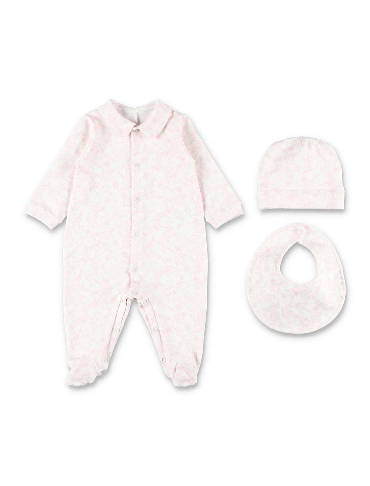 KIDS Golden Goose Baby Cotton Gift Set Bodysuit Set - Off White/Baby Pink - Image 1 of 3