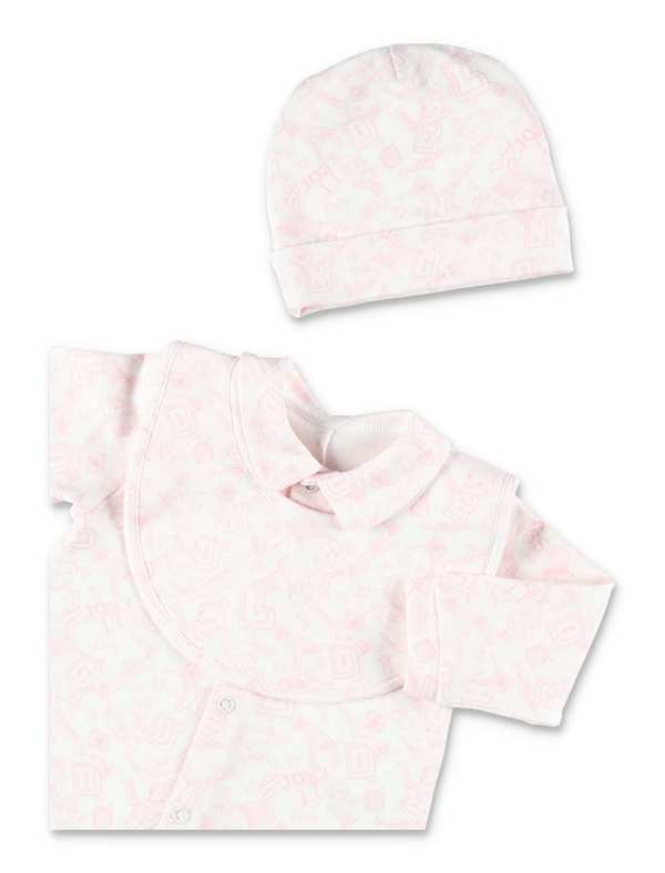 KIDS Golden Goose Baby Cotton Gift Set Bodysuit Set - Off White/Baby Pink