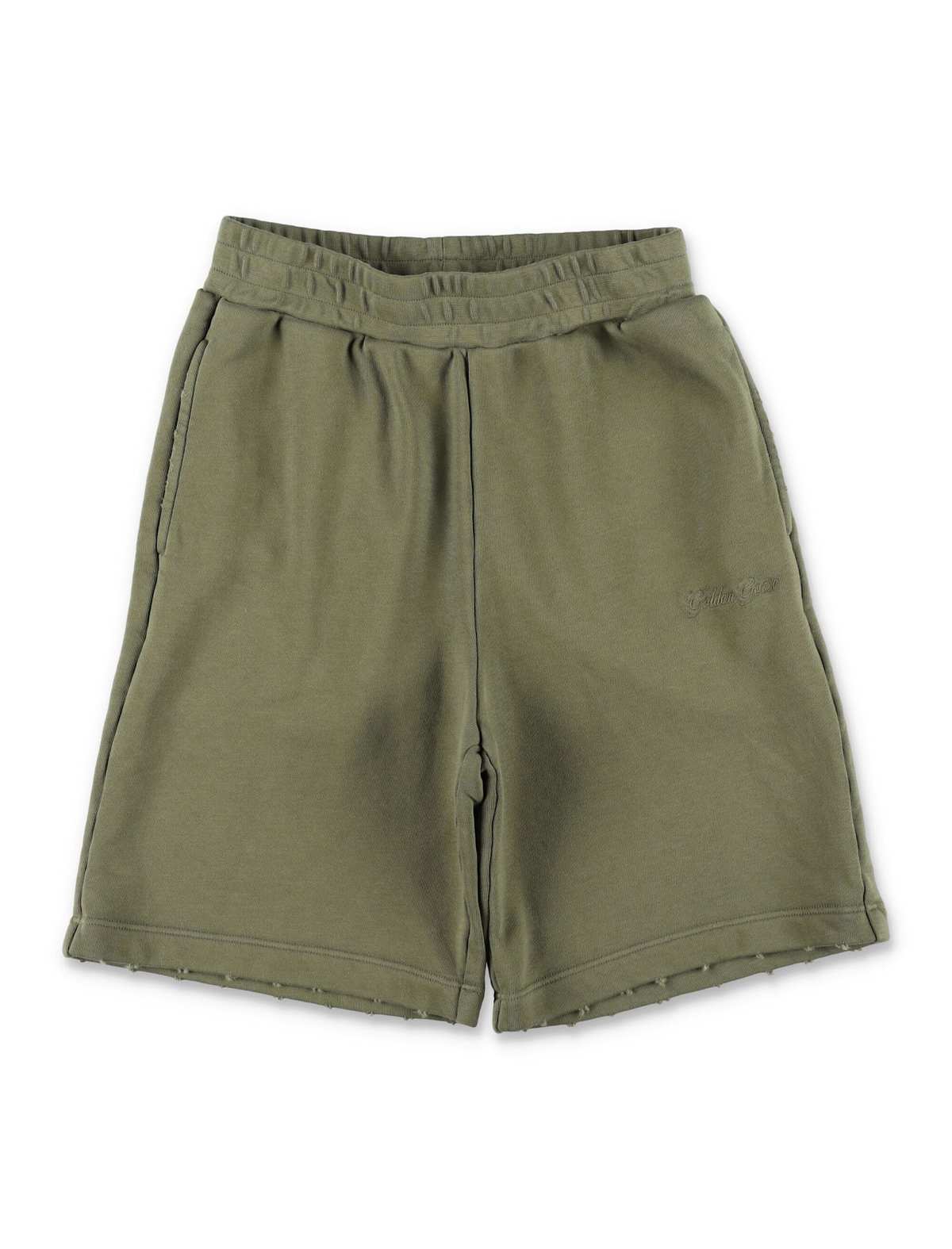 KIDS Golden Goose Distressed Sweatshorts - Dusty Olive - Image 1 of 3