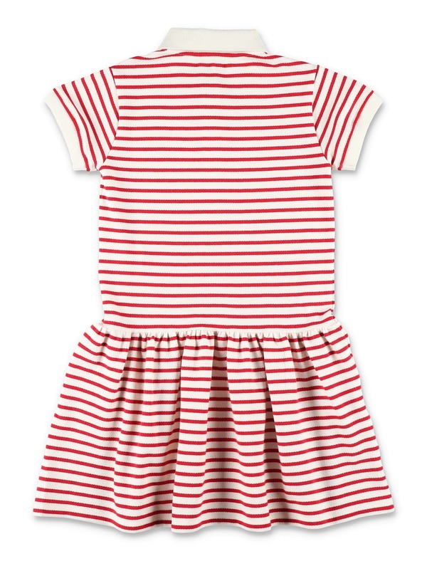 KIDS Golden Goose Striped Polo Dress - Arctic Wolf/Red