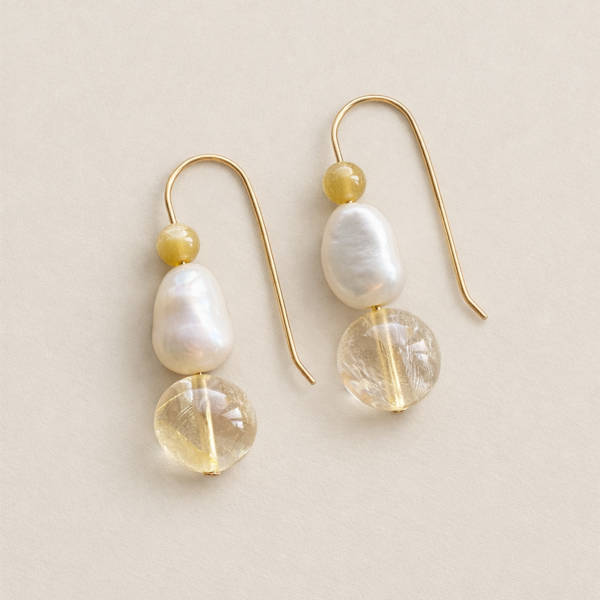 Sheena Marshall Jewelry Citrine + Pearl Earrings | Gold Fill