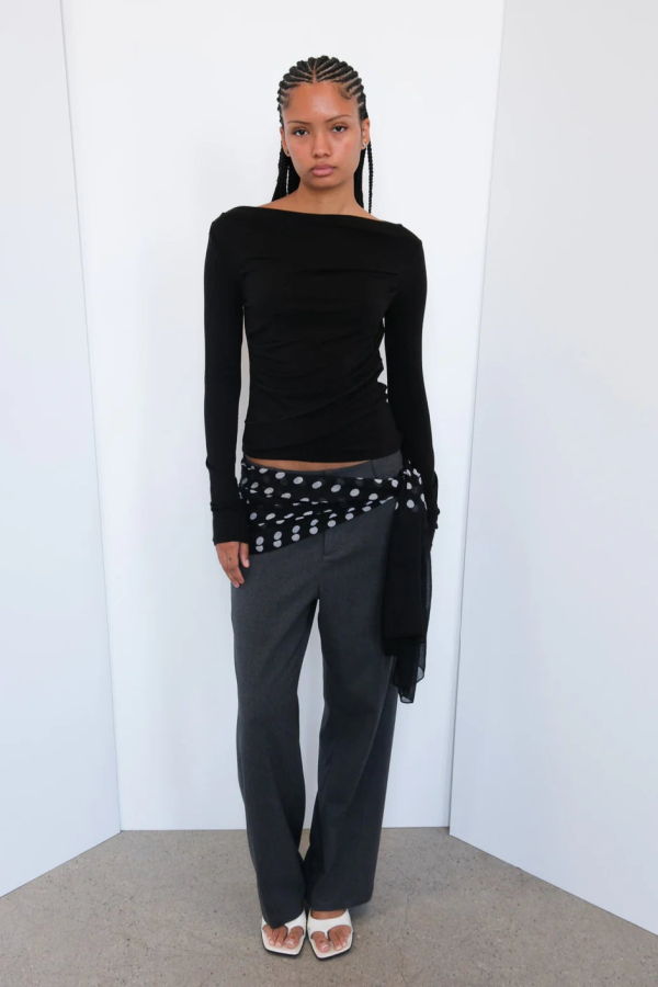 Geel Drew Semi Sheer Long Sleeve Top