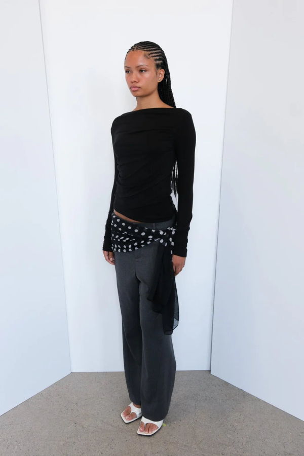 Geel Drew Semi Sheer Long Sleeve Top