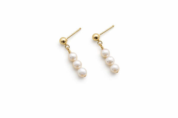 Sheena Marshall Jewelry Pearl Trio Earrings Gold Fill