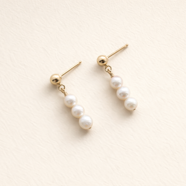 Sheena Marshall Jewelry Pearl Trio Earrings Gold Fill