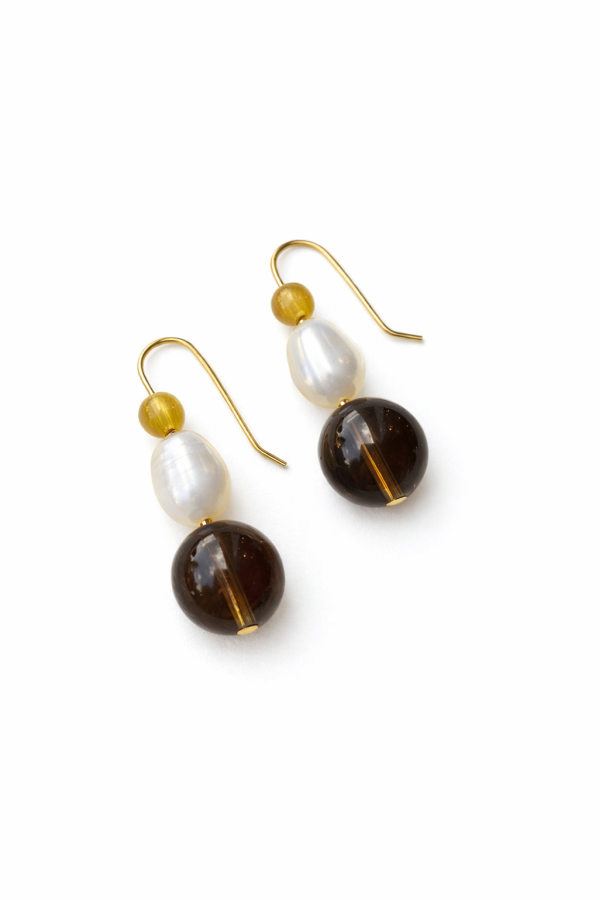 Sheena Marshall Jewelry Slate & Pearl Earrings Gold Fill