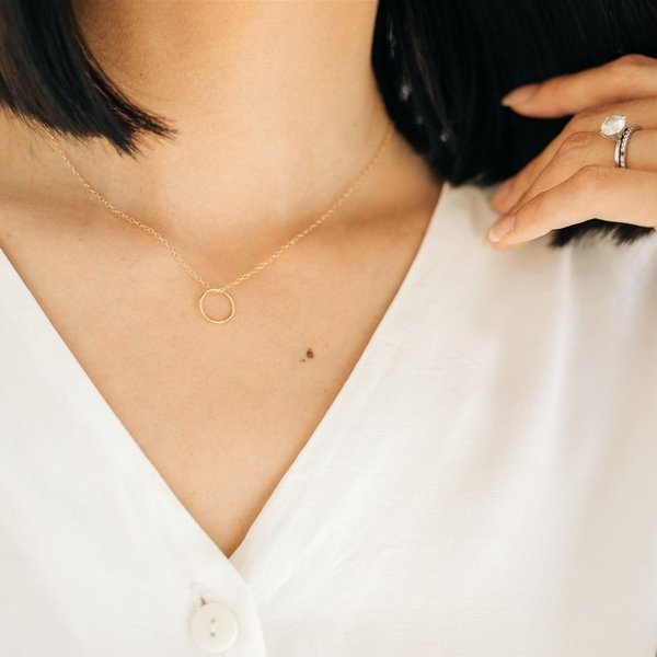 Sheena Marshall Jewelry Sol Circle Pendant Necklace - Gold Fill