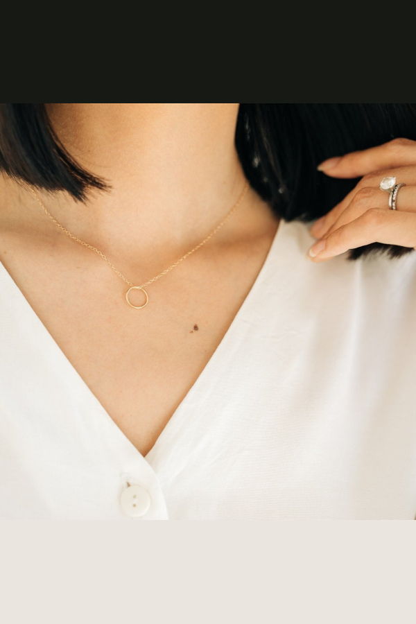 Sheena Marshall Jewelry Sol Circle Pendant Necklace - Gold Fill