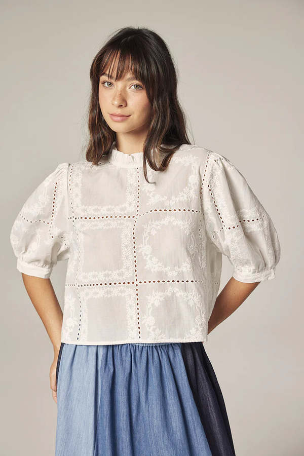 amente Puff Sleeve Tie Back Top